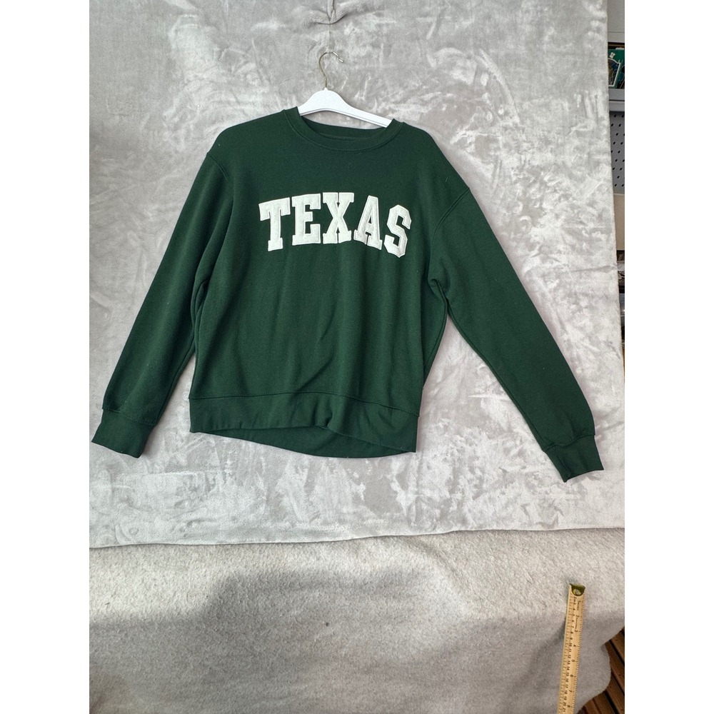 New York Popular Texas Sweatshirt Forest Green Crewneck Applique Medium 1622